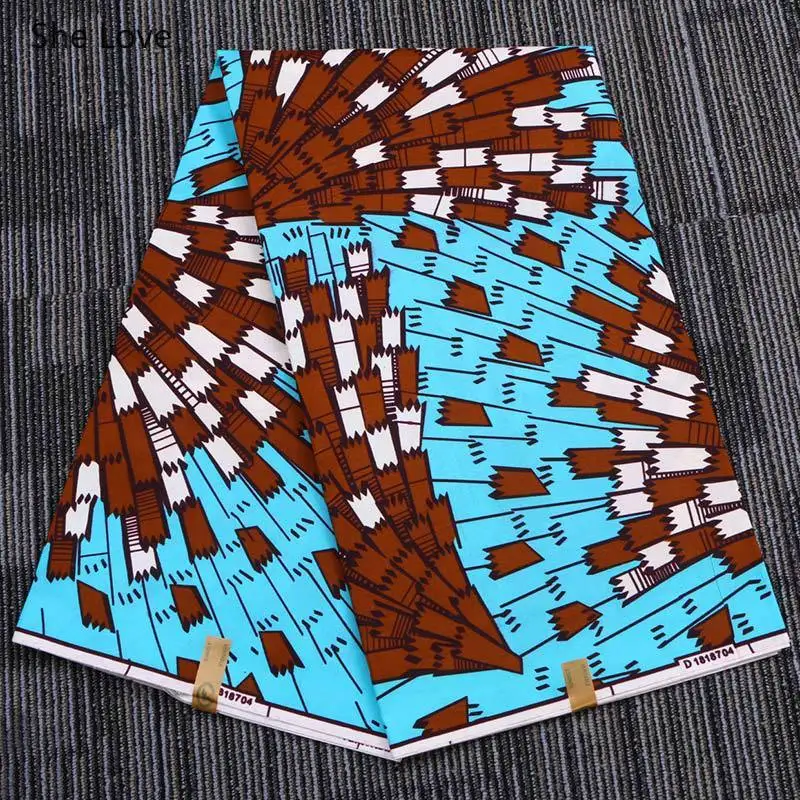 

She Love 1Yard Ankara African Polyester Wax Print Fabric Geometry Pattern Sewing Fabric For Patchwork Dress Diy Making Crafts