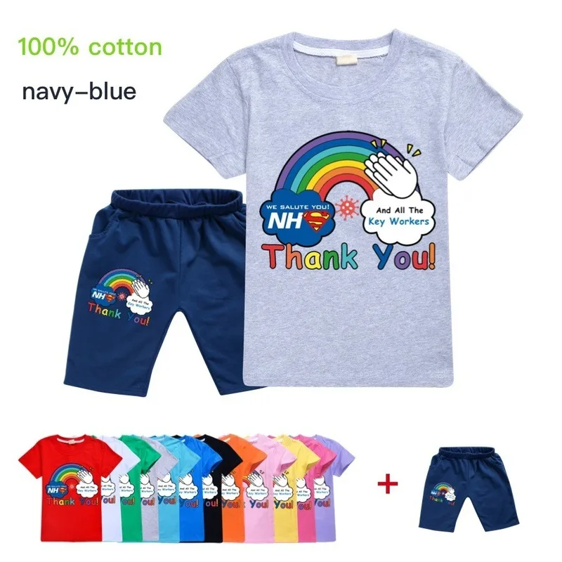 

2020 boys rainbow summer clothing sets kids cotton casual t-shirt+short pants 2pcs tracksuits for boys children outfits clothing