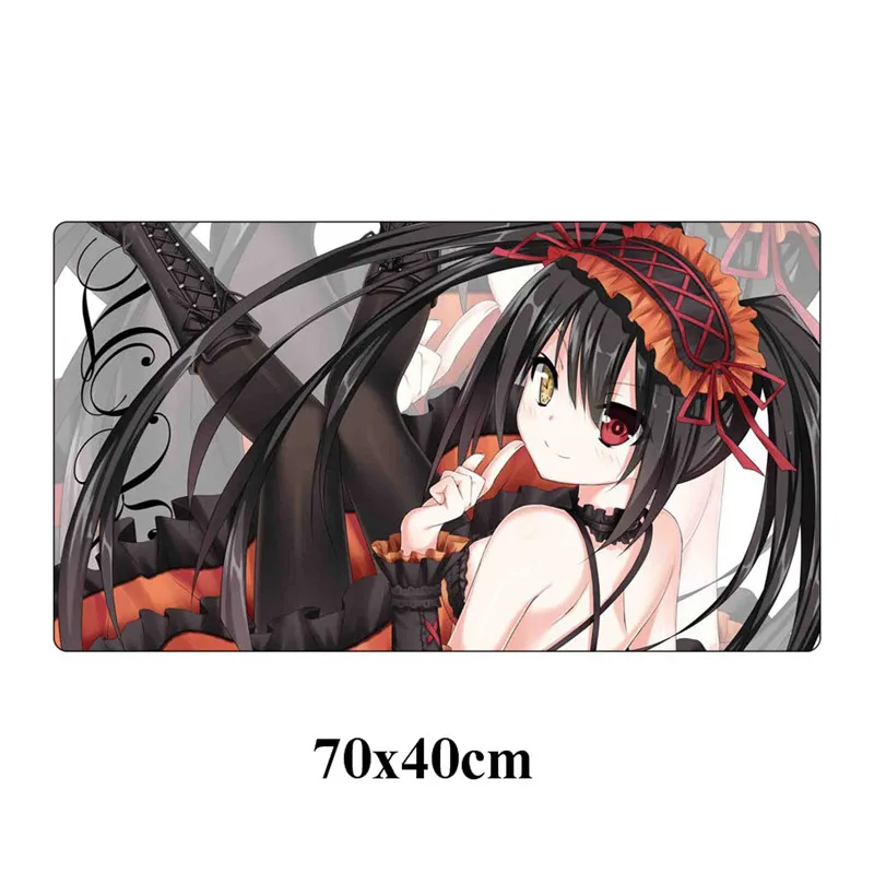 DATE A LIVE Аниме Коврик для мыши Большой 70x40 см сексуальная девушка игровой коврик для мыши геймер отаку прочная Клавиатура pad Отаку Коврик для ноутбука - Цвет: Черный