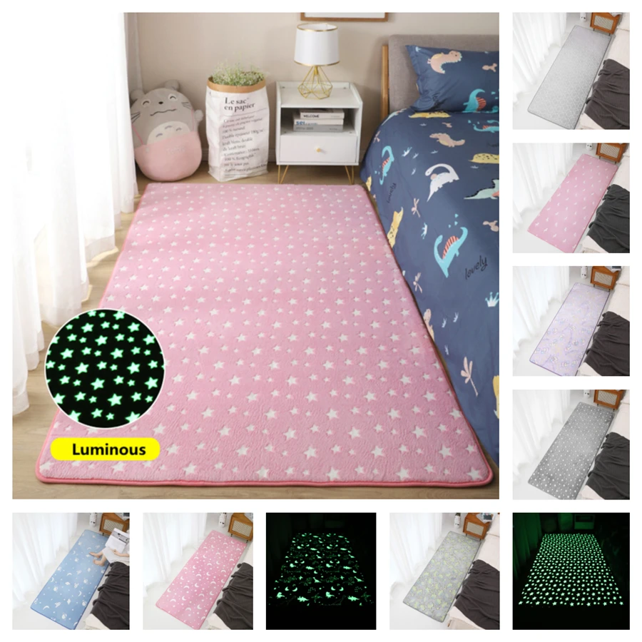 

New Living Room Luminous Plush Rug Thick Carpet Children Room Fluffy Floor Carpet Glow In Dark Bedside Bed Home Decor Rug Velvet