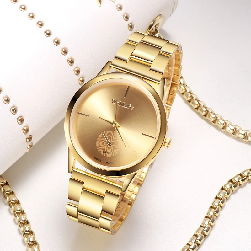 Womage Orologi Da Donna Fashion Luxury Women Orologi In Oro Orologi Al Quarzo In Acciaio Inossidabile Orologi Da Donna Montre Femme Horloge Dames