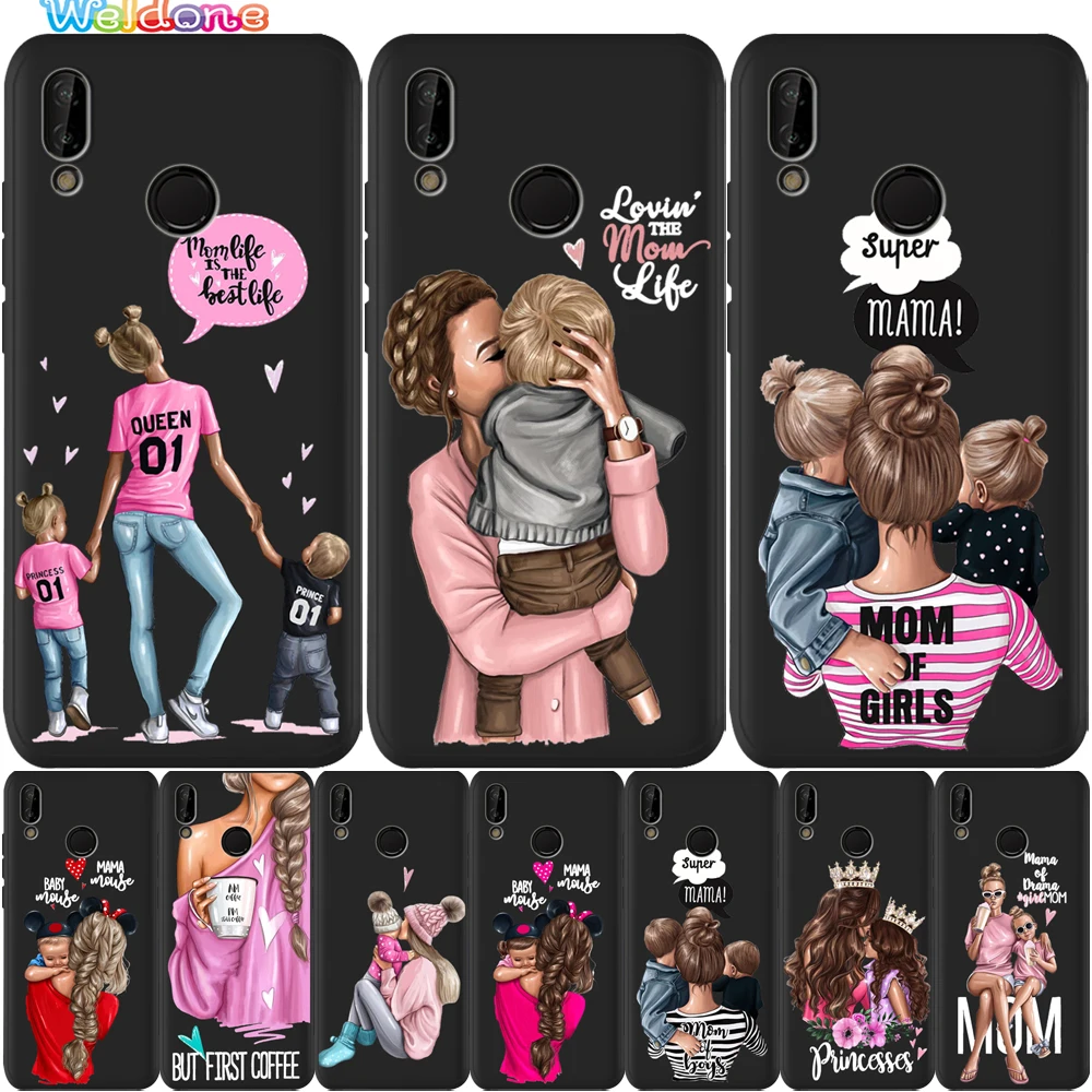 Модный черный чехол для телефона Mam Super Mom Baby Girl Huawei P40 P30 Lite Pro P20 P10 lite Mate 20 мягкий