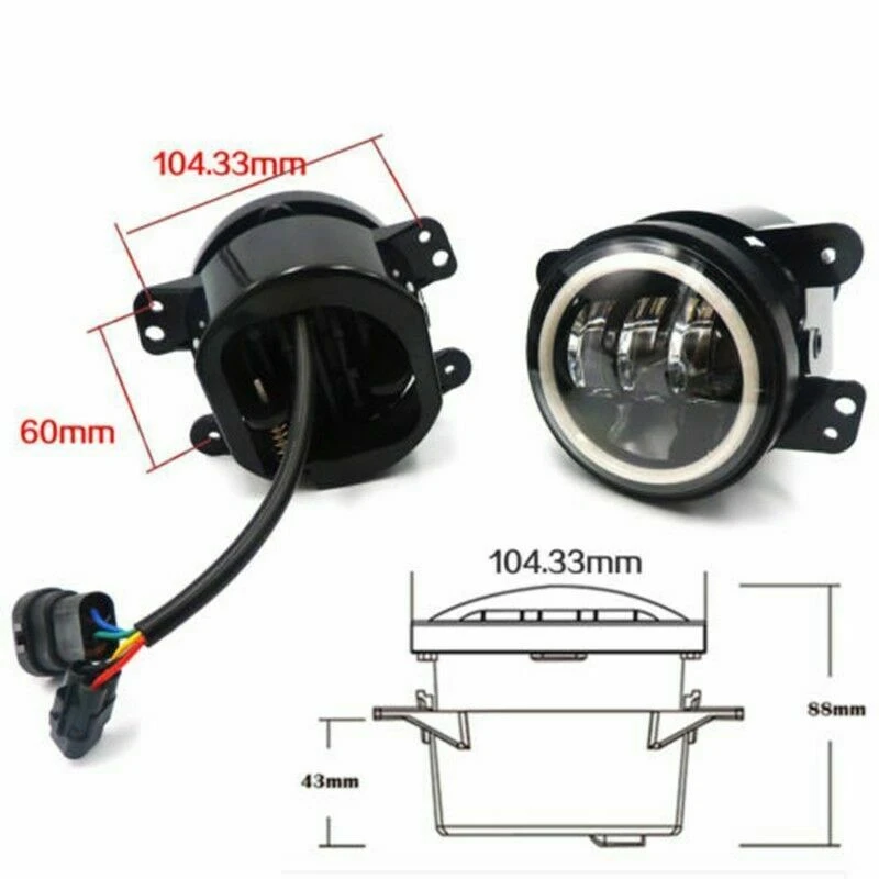  2PCS 7inch 40W LED Headlight + 4inch 30W LED Fog Light Combo Kit for Jeep Wrangler JK 2007-17 - 4000511868756