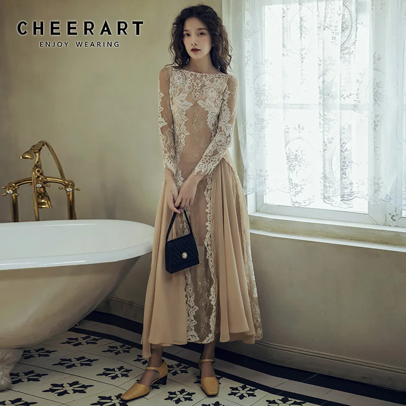 Женское кружевное платье CHEERART винтажное Пляжное Платье макси с открытой спиной и
