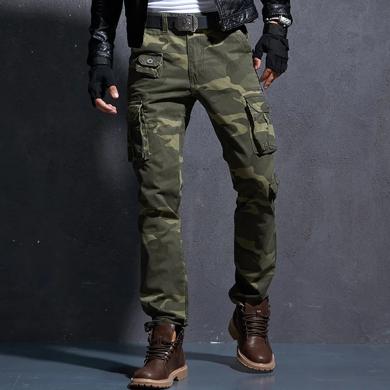 

Men Spring Autumn Camouflage Slim Tactical Overalls Pants Male Outdoor Climbing Sports Military Training Breathable Long Trouser