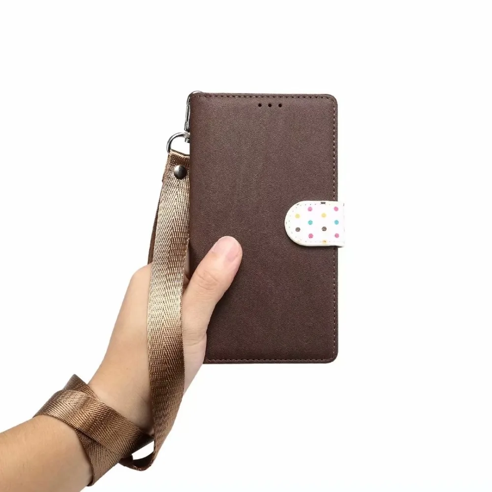 Wave point dot wallet card leather case for iPhone (22)