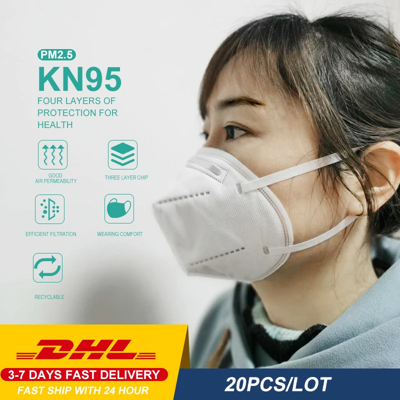 

DHL shipping n95 Anti Influenza Mask reusable Breathable 95% Filtration KN95 KF95 Masks anti dust Masque FFP2 4 Layers Masks