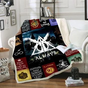 

Hogwarts Gryffindor Printed Sherpa Blanket Velvet Plush Bedspread Couch Quilt Cover Microfiber Warm Throw Blanket For Adults Kid