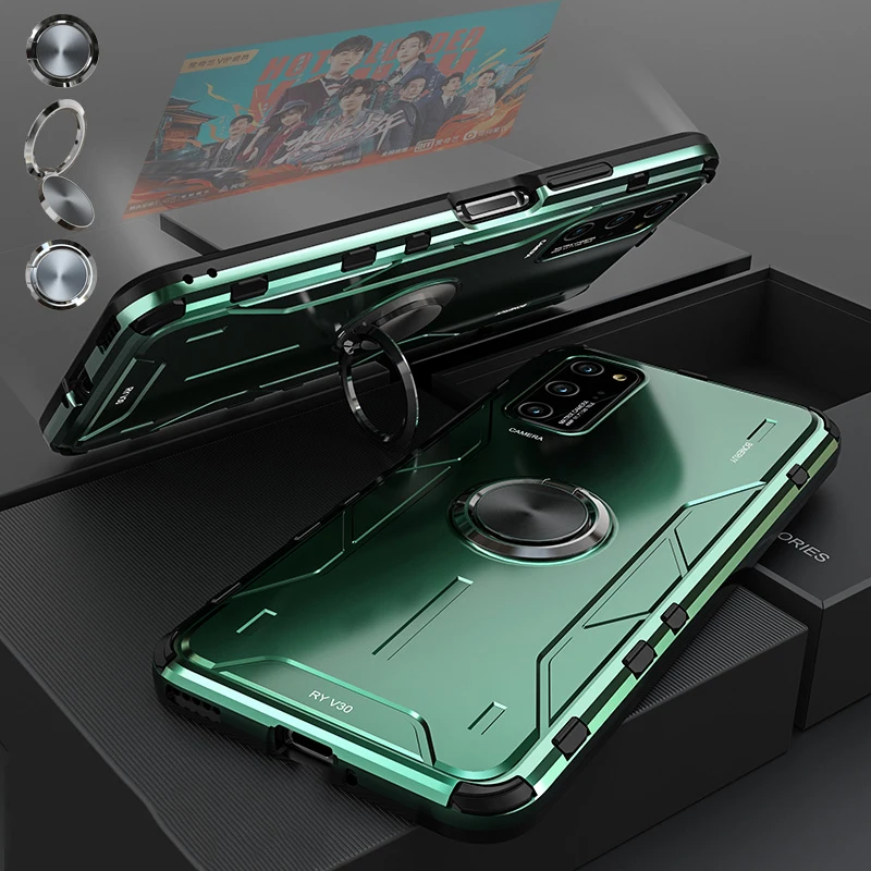OceSap For Huawei Honor V30 Pro Case Car Ring Holder Aluminum Alloy Metal Back Cover Coque | Мобильные телефоны и