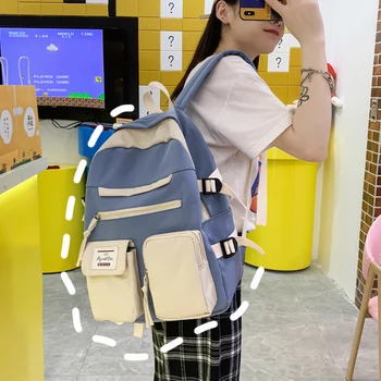 

Japanese Cute Backpack Women Panelled School Bags for Teenage Girls Female Korean Harajuku Middle School Student Backpack Ladies