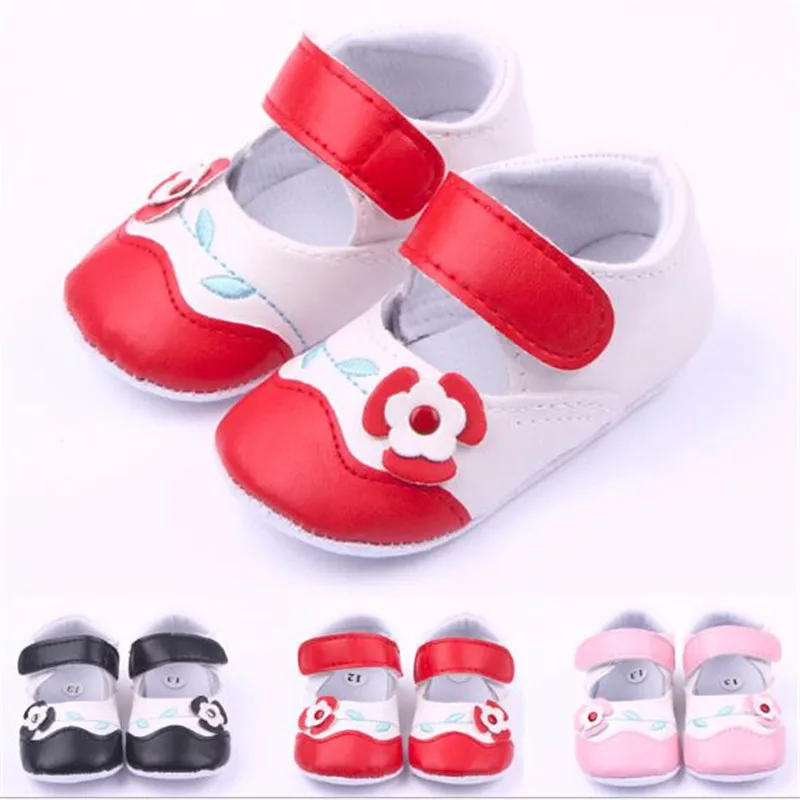 2021 New Baby Shoes Soft Sole Infants PU First Walkers Lovely Flower