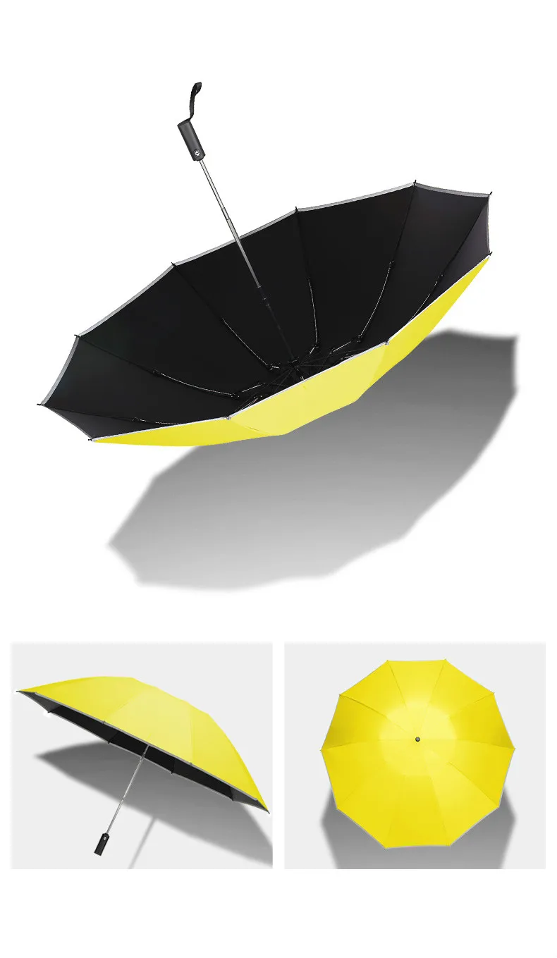 Automatic Windproof Folding Umbrella Reverse Black Coating Women Rain Sun UV Ladies Parasol Big Men Windproof Umbrellas AA50YS