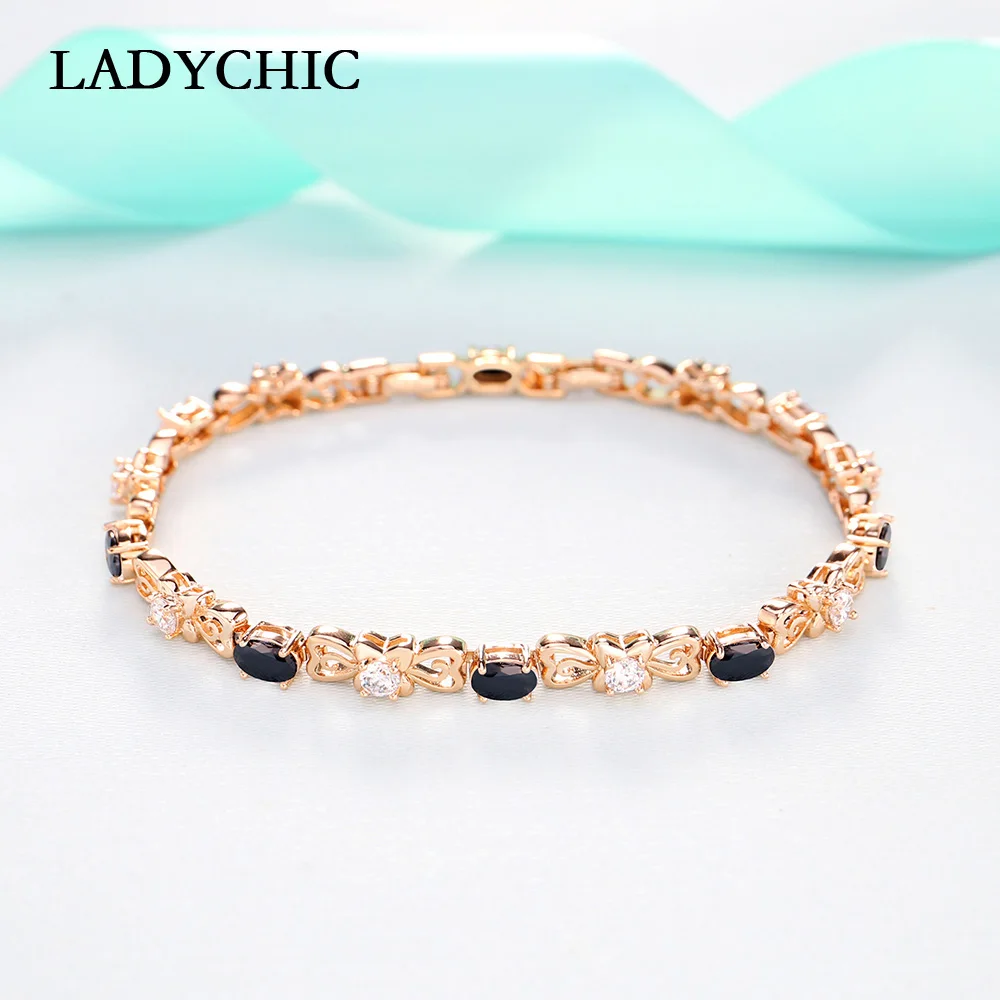 LADYCHIC, новая мода, натуральный циркон, цепочка с бантом, браслет, золотой цвет, хип-хоп браслет, хорошее ювелирное изделие для женщин, подарок на день рождения, LB1025