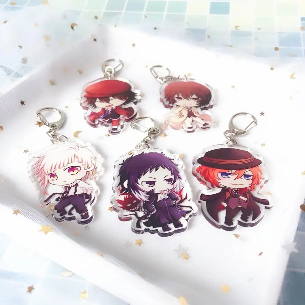 

Anime Bungou Stray Dogs Tanizaki Junichiro Dazai Osamu Acrylic Figure keychain Keyring Decoration Collection Model Toy Cosplay