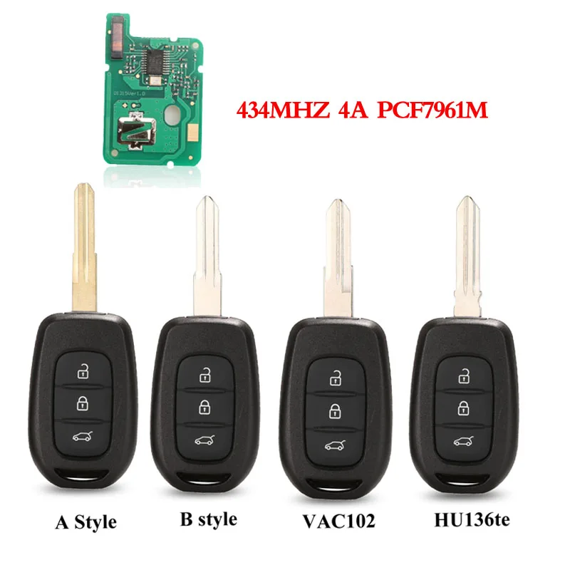 Jingyuqin 433 Мгц дистанционный ключ для автомобиля PCF7961M HITAG AES чип для Renault Sandero Dacia Logan Lodgy Dokker Duster VAC102 HU136TE