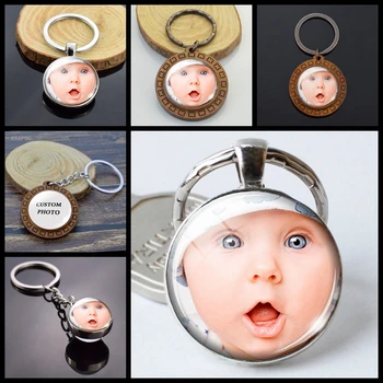 

DIY Handmade Double-sided Glass Key Chain Personalized Custom Photo Lovers Baby Male Female Accessories Jewelry Birthday Gift