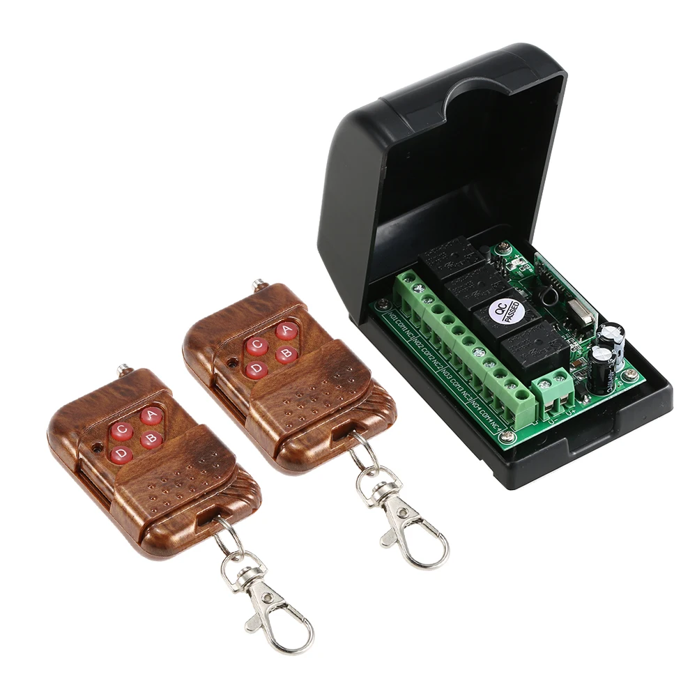 Two Remotes Умный дом 433 МГц RF DC12V 4CH беспроводной пульт дистанционного управления Переключатель релейный приемник передатчик универсальный пульт дистанционного управления радиочастотный передатчик - Комплект: Two Remotes