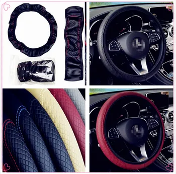 

car 38cm auto Steering wheel Artificial Leather Braid Cover for Kia Forte Ceed Stonic Stinger Rio Picanto Niro Soulster No3