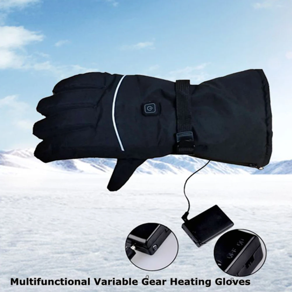 1 Pair Hiking Third Gear Skiing Adjustable Temperature Battery Outdoors Climbing Sports Waterproof Electric Heated Gloves Winter