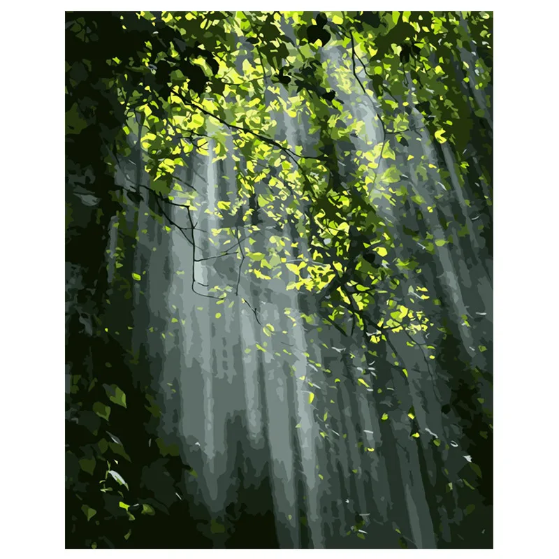 Картина по номеру DIY дропшиппинг большой размер листья плотного леса пейзаж