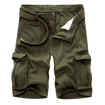 B086 light green Летние пляжные шорты Карго, мужские Свободные Комбинезоны, высокое качество, Бермуды, мужские повседневные шорты с несколькими карманами размера плюс 51 - Цвет: B086 light green