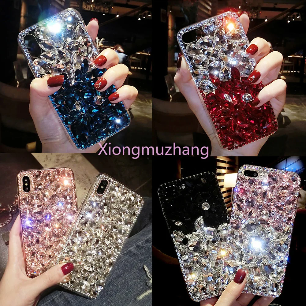 Модный Блестящий Мягкий чехол со стразами для телефона Samsung S21 Ultra Plus S20 FE S10 S9 A72 A52