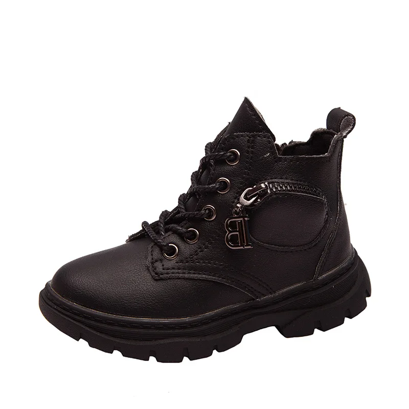 Girls Martin Boots Spring and Autumn New Children's Fashion British Style Boots Boys Fashion Leather Boots - Цвет: B
