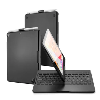 

5.1 Bluetooth Wireless Rotating Keyboard For 2019 iPad 10.2" ,Tablet Keyboard Plastic + Pencil Holder +7 Colors Backlight