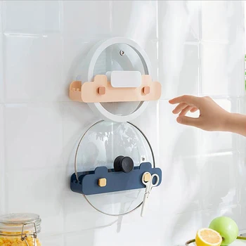 

1PC Pot Lid Holder Wall-Mounted Hanging Holder For Pan Pot Cover Rack Kitchen Organizer Plastic Kitchen Storage Rack