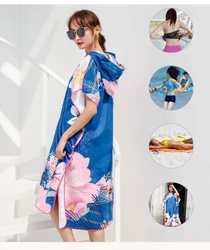 

Thin Cloak bath towel quick-drying bathrobe women wearable for adult beach absorbent towel swimming diving towel