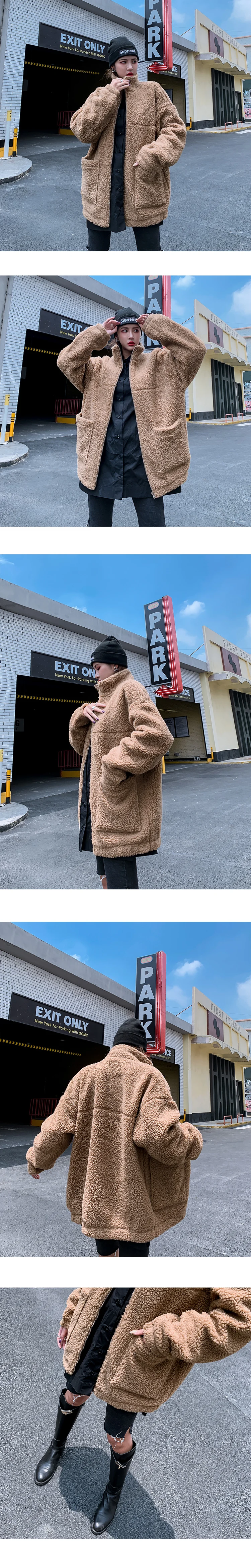 Liketkit, зимние куртки и пальто для мужчин и женщин,, одноцветная овечья шерсть, винтажная плотная верхняя одежда, модная, негабаритная, теплая, парная куртка