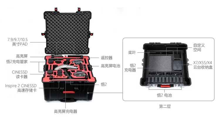 Pgytech DJI Wu Inspire 2 водонепроницаемый ящик безопасности Всевышнего промышленного Путешествия Тележка Взрывозащищенная полевая коробка