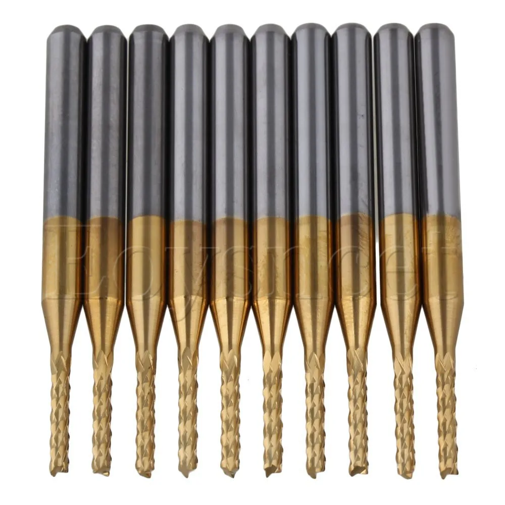10 шт. Олова покрытием карбидная заканчивающаяся мельницей гравировочные Биты