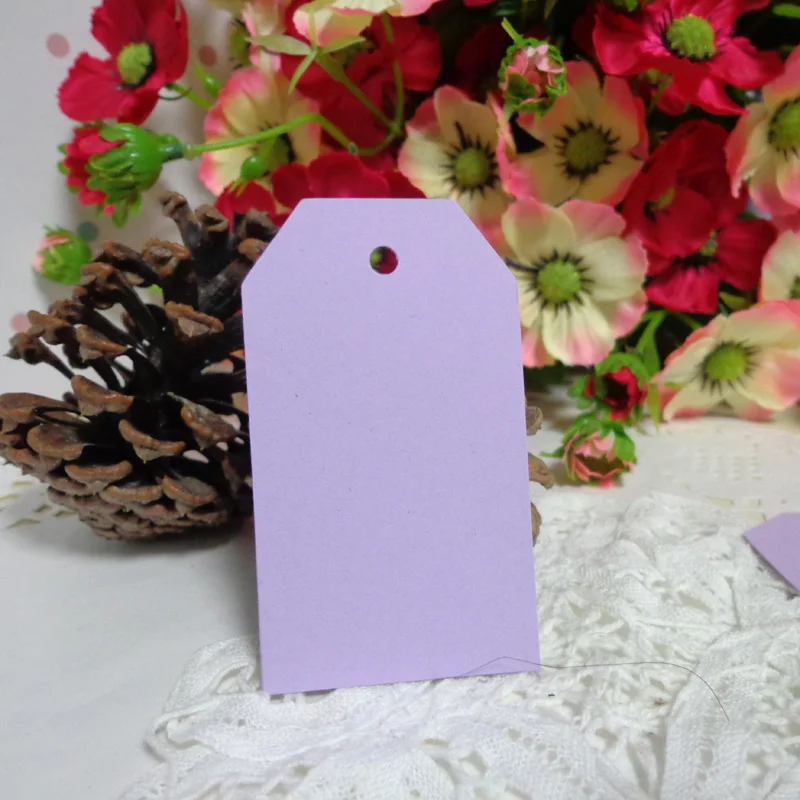 

50pcs Light Purple Paper Gift Tags Price Label Tags DIY Crafts Clothing Garment Tags Wedding Favors Gift Box Tag 4x7cm