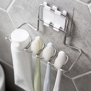 

Stainless Steel Toothbrush Holder Shaver Storage Rack Tooth Brush Shelf Toothpaste Holder Rack Bathroom Organizer Accessories