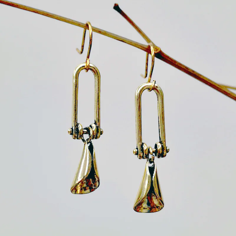 Винтажные Brincos древние золотые металлические китайские колокольчики свисающие индийские серьги Этническая Цыганская серьга с крючком женские Pendientes JewelryZ4D314 - Окраска металла: Earring D314