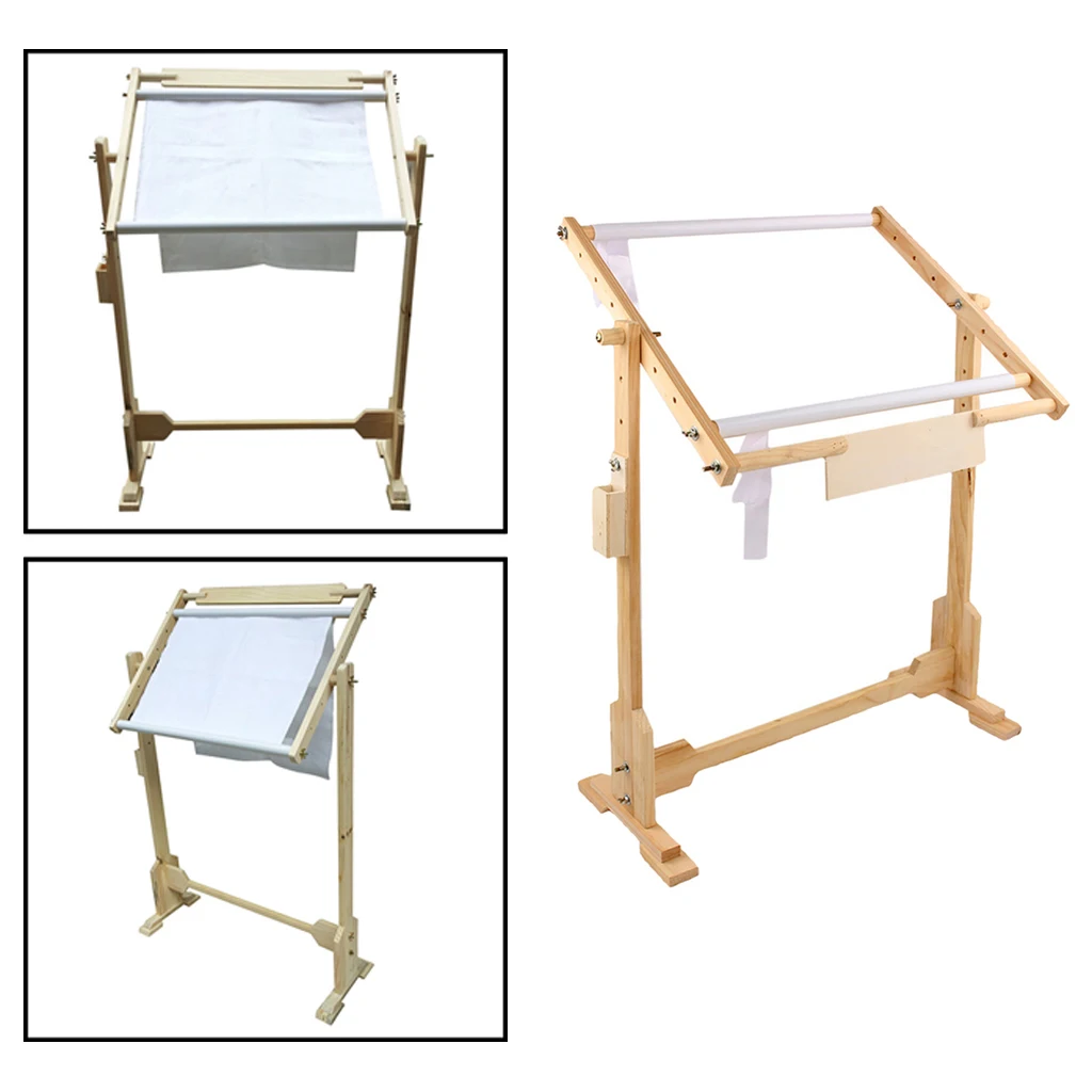 Needlework Table Lap Hands-Free Stand with Adjustable Frame Made of Wood Tapestry Cross Stitch Rack Embroidery Hoop Frame Holder