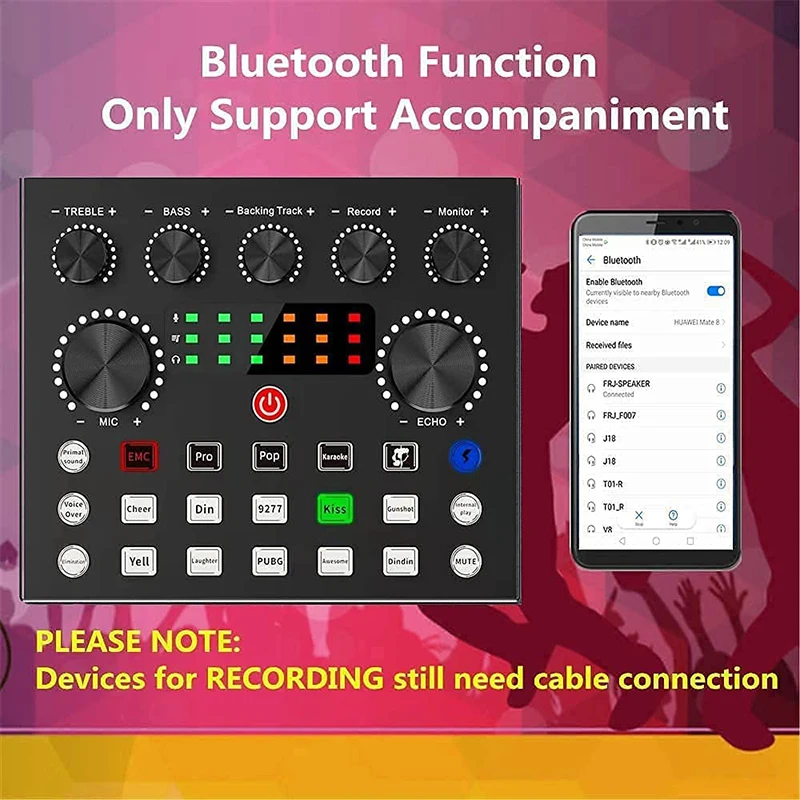 V8S Live Sound Card para Audio Mixer,