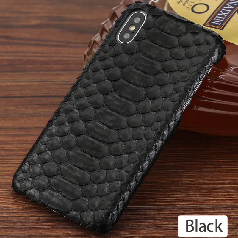 Чехол для телефона для Xiaomi mi 8 9se 9T A1 A2 A3 Lite Max 2 3 mi x 2s Poco F1 из натуральной кожи питона для Red mi Note 4 4X 4A 5 6a 7a Pro - Цвет: Black