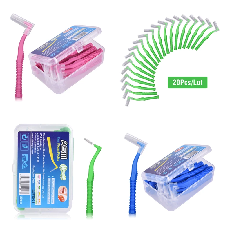 20 шт. Стоматологическая межзубная щётка для чистки зубов угловая очистка задняя