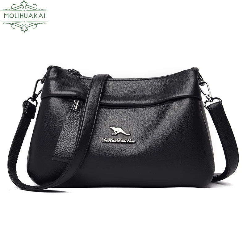 

2021 New Ladies Soft PU Leather Shoulder Bags Casual High Quality Messenger Bag Girl Large Capacity Fashion Sac A Main Wallet