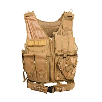 

Men's Vest Camouflage Body Vest Molle Armor Outdoor Jungle Equipment(Khaki)