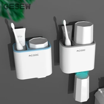 

GESEW Magnetic Toothbrush Holder Drainable Toothpaste Storage Box Wall-mounted Toothbrush Holder Organizer Bathroom Accessories