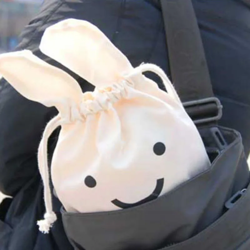 1Pcs Cute Cartoon Fabric Cotton Travel Drawstring Storage Bags Creative Sorting Sundries Bags Home Storage Tools 6