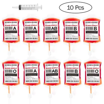 

10pcs Halloween Reusable Blood Bag Set Halloween Liquid Bag Zombie Party Favors