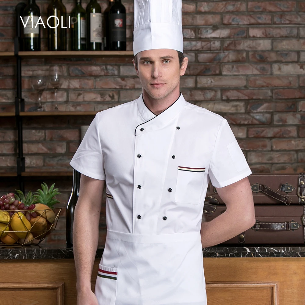 

high quality 2019 Summer Short-sleeved Chef service jackte Hotel working wear Restaurant work clothes Tooling uniform cook Tops