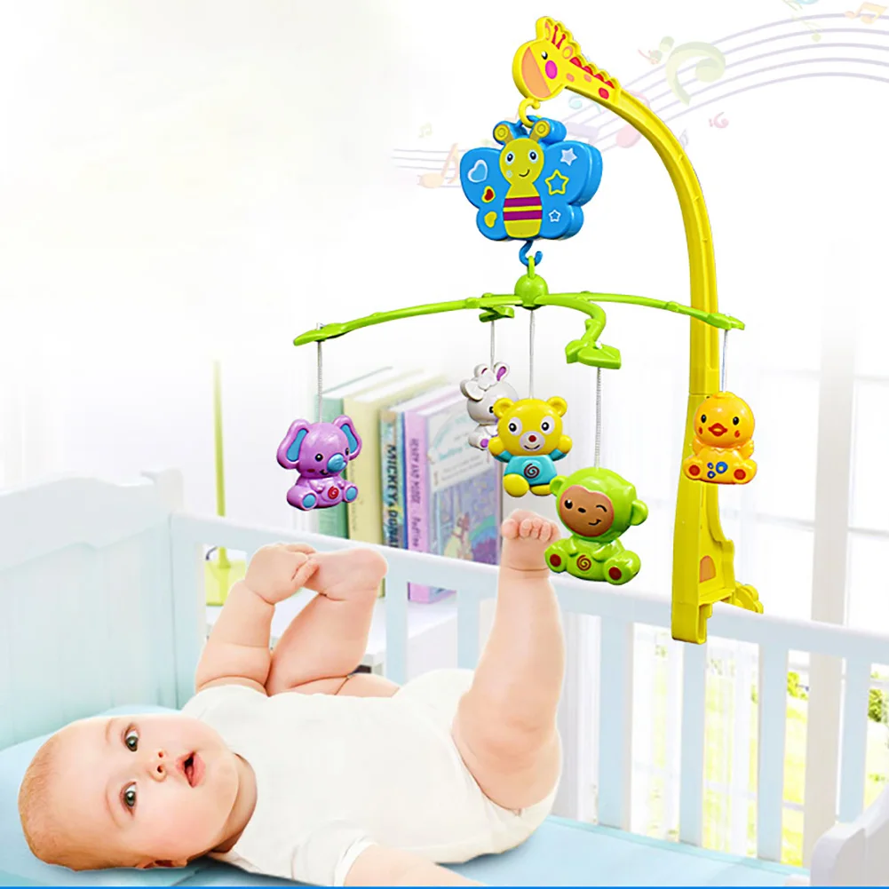 Musical Animal Mobile Bed Bell Baby Rattle Rotating Bracket Crib Box Giraffe Holder Kawaii Music Wind Up Gift Toys