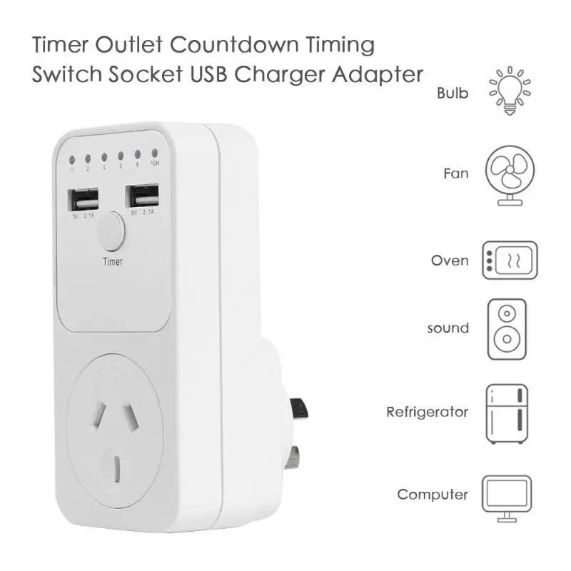 Newst home Timer Outlet AU UK FR BR EU Plug Intelligent Countdown Time Setting Switch Socket Dual USB Charger Adapter hot