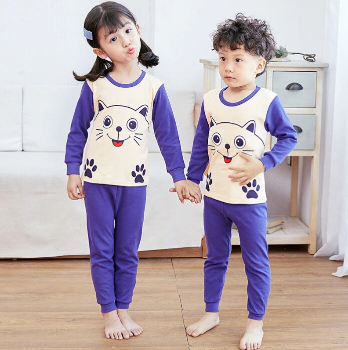 color at picture Детская одежда осенние детские пижамные комплекты одежда для сна с героями мультфильмов для маленьких девочек и мальчиков зимний хлопковый костюм пижамы для малышей Дети e3 - Цвет: color at picture