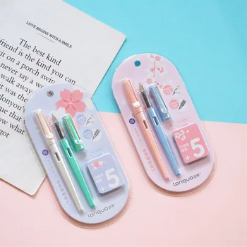

The Sakura Love 2 in 1 Replaceable EF Nib Fountain Pen Set Caligraphy Pens School Office Writing Supply Stationery for Students